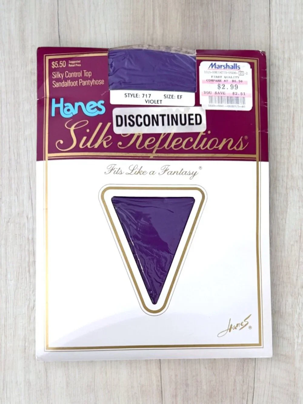 Vintage 90s Hanes Silk Reflections Violet Purple Control Top Pantyhose NOS USA